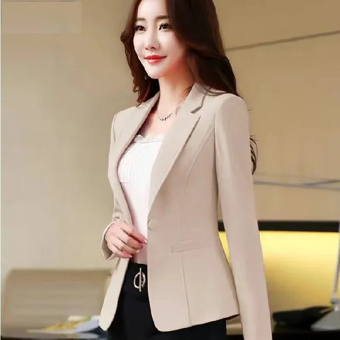 Slim Fit Ladies Style Small Suit Jacket Casual Korean Version Spring Autumn Women's Fashion Polyester Fiber Full Sleeve Stand Co