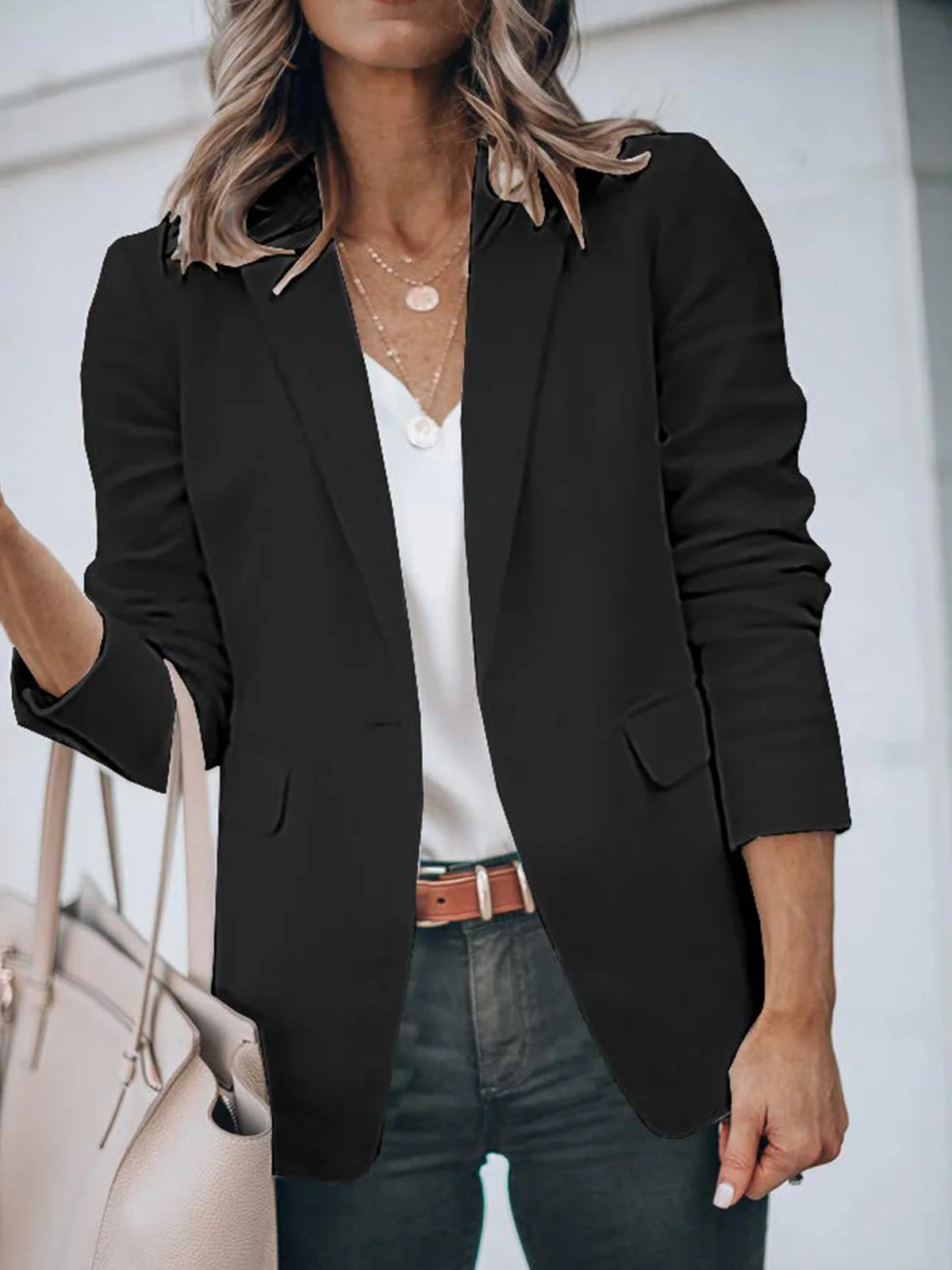 Womens Casual Blazers Open Front Long Sleeve Work Office Suit Jackets Blazer Stylish Slim Coat Lightweight Suit