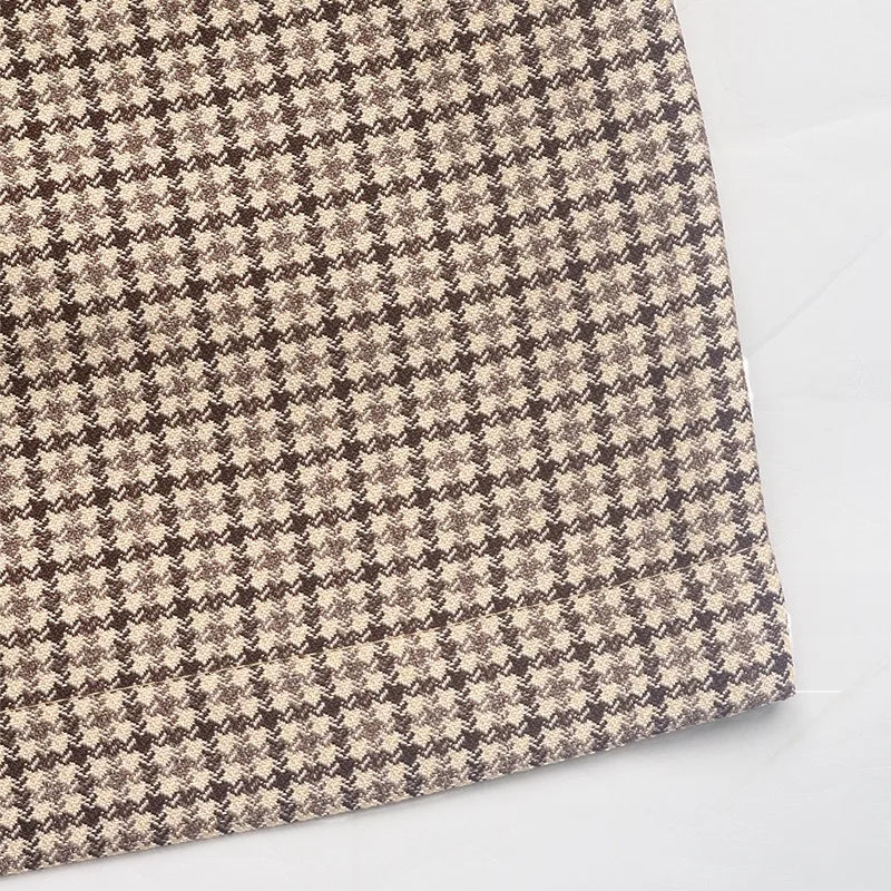 Vintage Double Breasted Office Ladies Plaid Blazer 2025 Pockets Loose Houndstooth Retro Suit Coat Jacket Women Blazers Female