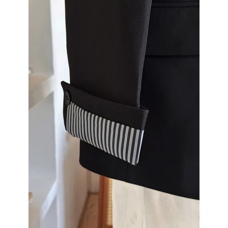 Solid Color Long-sleeved Buttoned Cardigan with Korean Style Casual Loose Lazy Style Blazer for Women