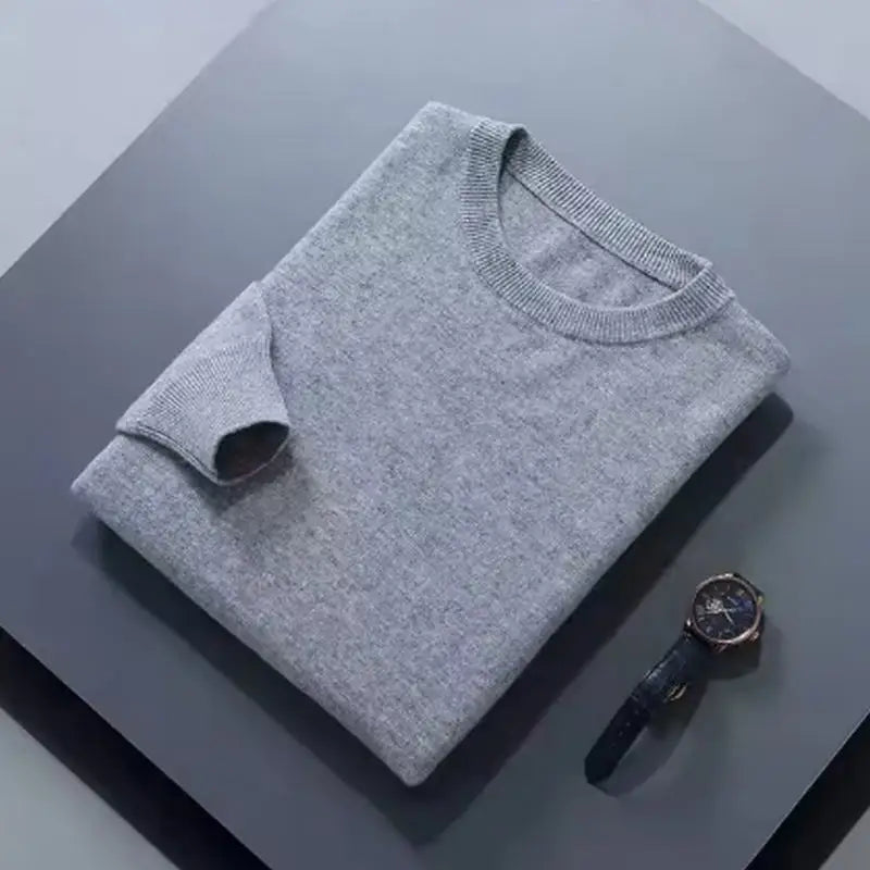 Cashmere Cotton Blended Pullover Men Sweater 2024 Autumn Winter Classic Round Neck All-match Jumper Pull Homme Knitted Sweaters