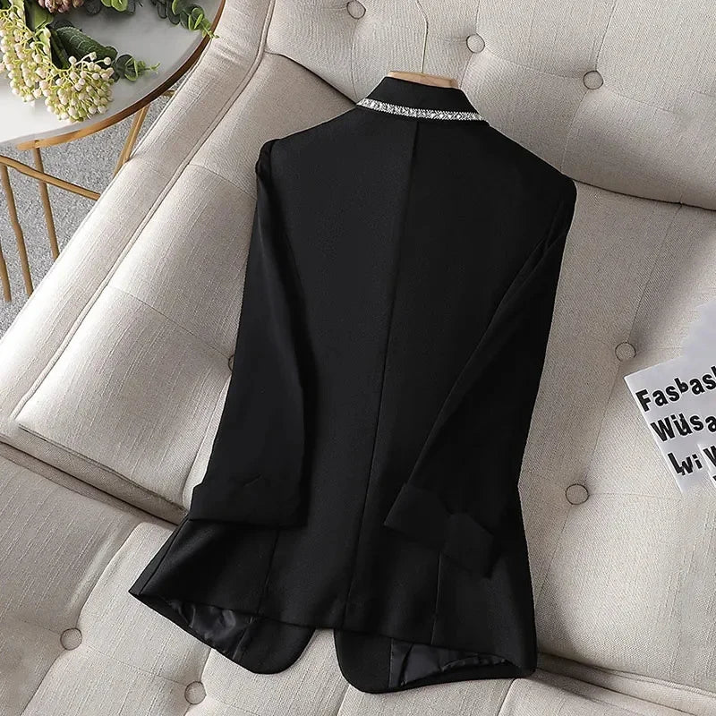 2024 New Summer Women's Blazer Diamond-Encrusted Sunscreen Jacket White Suit Jacket Women Fashion Thin Blazer Ladies Tops5XL