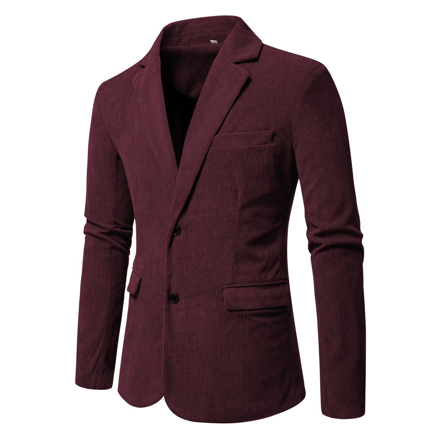 Men's Spring and Autumn New Leisure Fashion Commuter Solid Color Double Button Corduroy Jacket