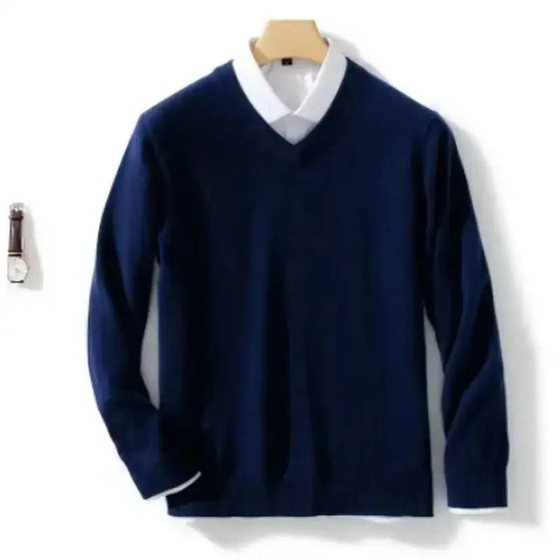 Men's Cashmere Warm Pullovers Sweater V Neck Knit Autumn Winter Fit Tops Male Wool Knitwear Jumpers Bottoming shirt Plus Size