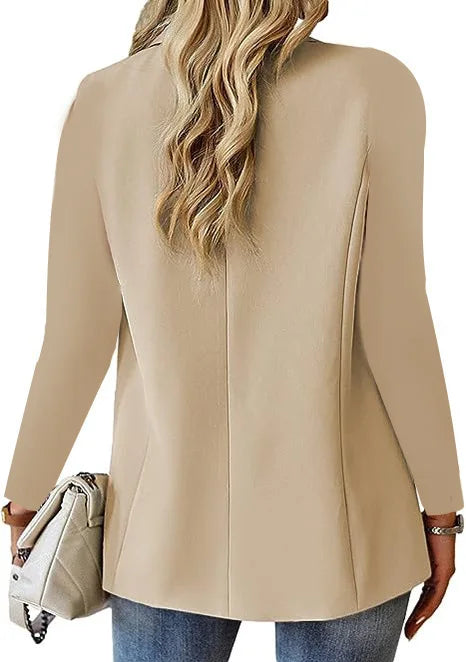 2025 New Women's Fashion Solid Button Suit Coat Lapel Long Sleeve Hatless Casual Coat/Jacket Oversized Work Office Business