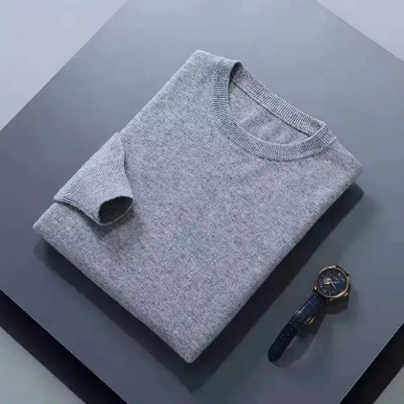 Cashmere Cotton Blended Pullover Men Sweater 2024 Autumn Winter Classic Round Neck All-match Jumper Pull Homme Knitted Sweaters