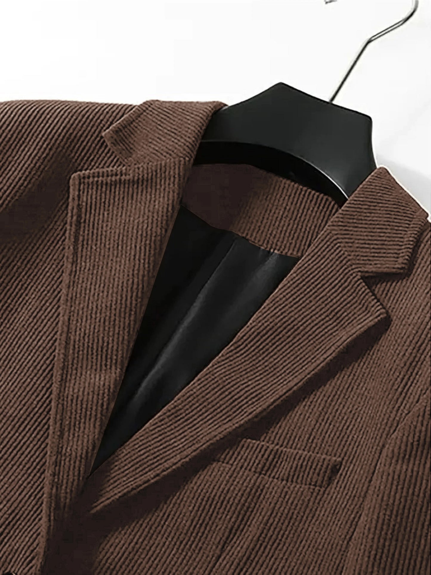 Men's Spring and Autumn New Leisure Fashion Commuter Solid Color Double Button Corduroy Jacket
