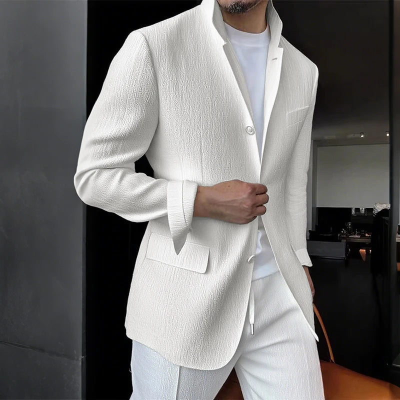 INCERUN Men Blazer Lapel Long Sleeve Solid Color Button Male Suit Streetwear Elegant 2025 Fashion Casual Thin Coats Men S-3XL