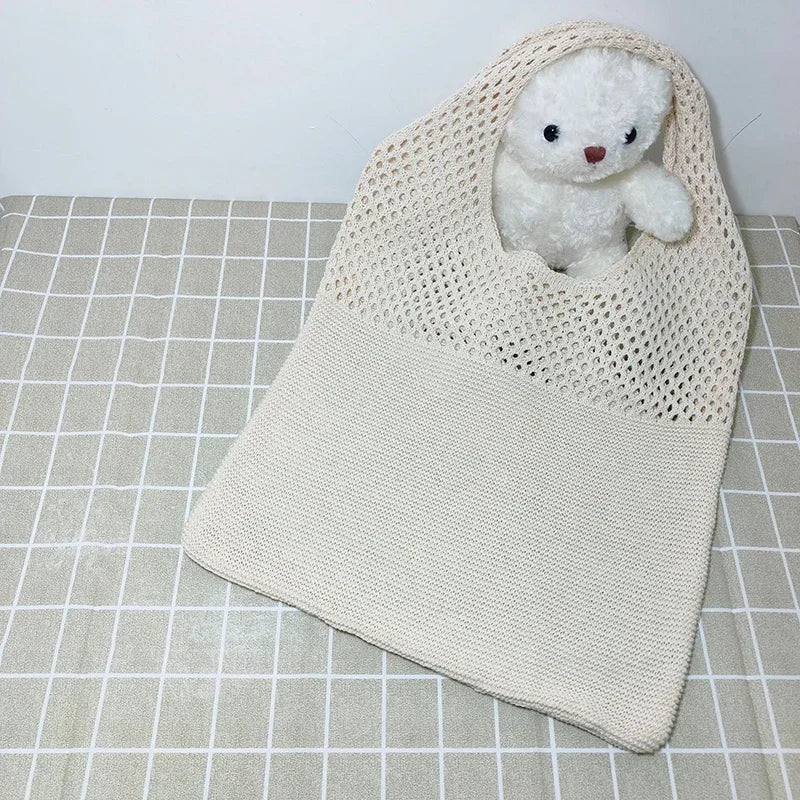 New Trend Women's Bag Crochet Handbag Retro Knitted Braid Solid Color Hollow Black Khaki Top-handle Tote Bag Shopper