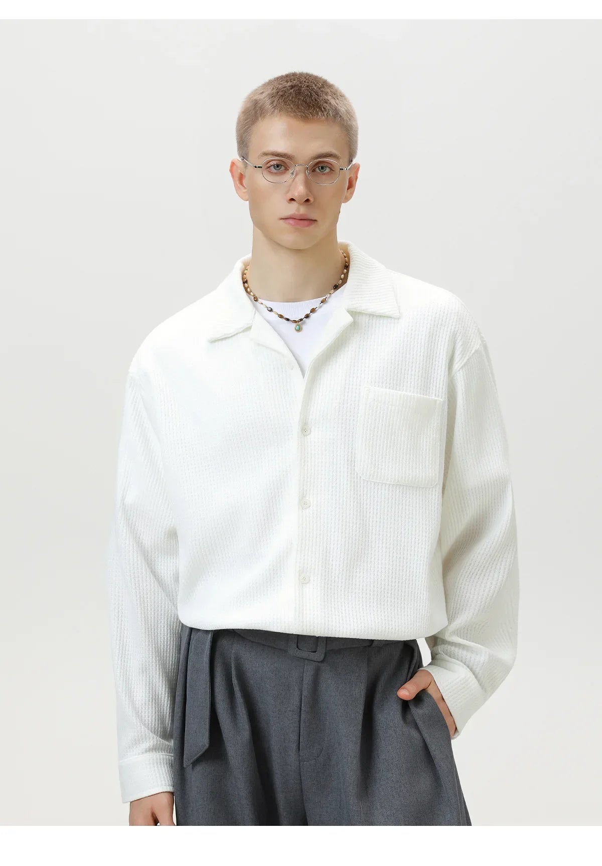 TFETTERS 2025 Autumn Winter Vintage Cuban Collar Shirt Men Elegant Texture Long Sleeve Loose Fit Shirt Man Designer Clothes