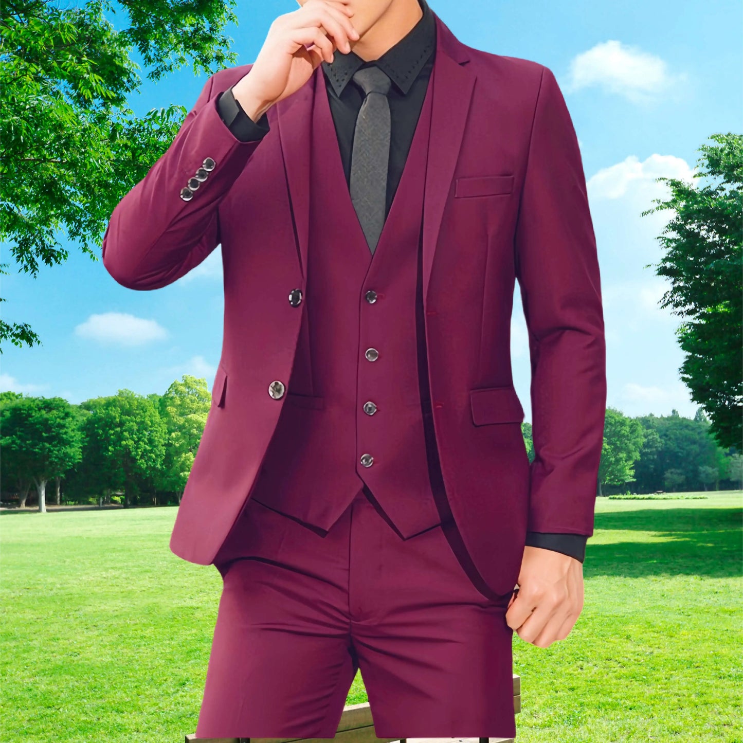 High Quality Wedding Groomsmen Suit 3 piece (Jacket+Vest+pants) Men Simple Business Elegant Fashion Job Interview Gentleman Suit