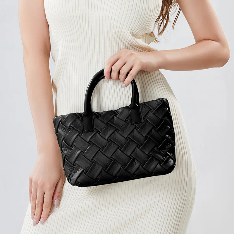 ZR DIARY Pleated Handbag Women PU Leather Side Woven Bag Versatile Commuter Ladies Simple Messenger Shoulder Bags 223Z07