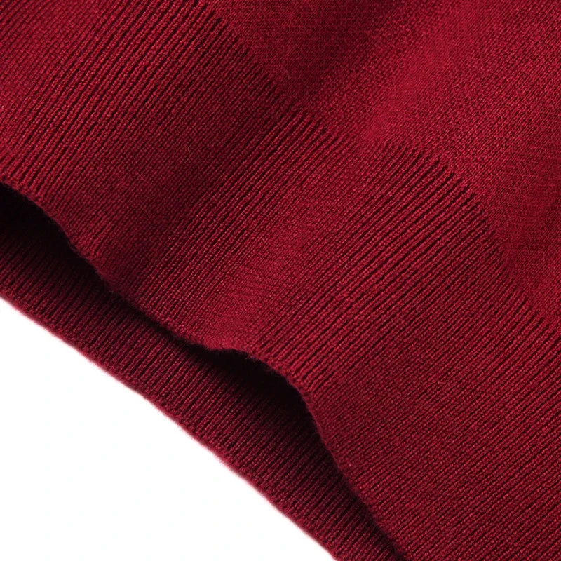 2024 Autumn Winter New Men's Solid Color V-neck Knitted Vest Casual Fashion Warm Sweater Versatile Top