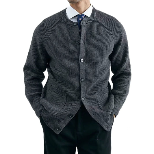 New Vintage Buttoned Crew Neck Sweater Men Cardigans Solid Color Long Sleeve Casual Knitted Jackets For Men Fall Winter Sweaters