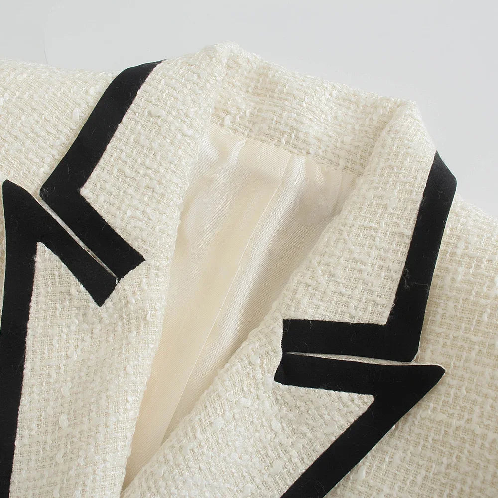 women's versatile lapel long sleeved double breasted decorative winter new slim fit suit jacket