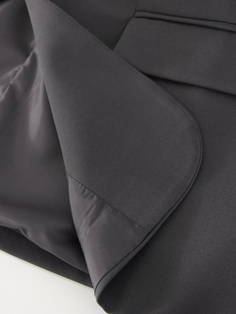 Women Blazers Grey Autumn Outerwears Office Jackets Ladies Coat Long Sleeve Pockets Black Blazers For Women Casual Long Jackets