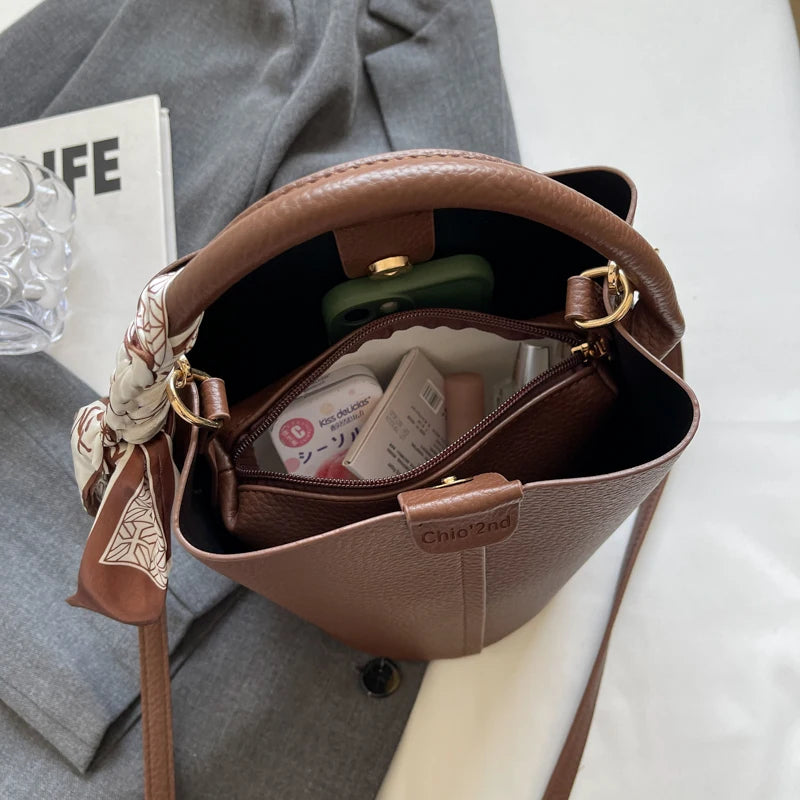 Senior Sense Retro Color Small Bag Women's New Crossbody Bag Super Fire Bucket Bag