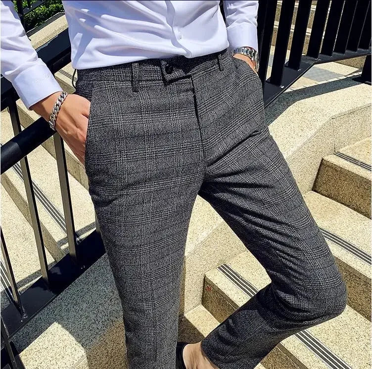 Men's Suit 3 Piece, Business Casual Jacket Vest with Trousers, Gray Dark Brown Slim Fit Suit, Asian Size M-5XL