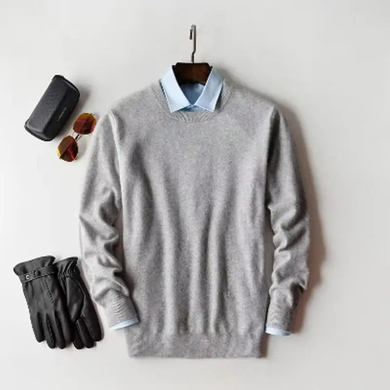 Cashmere Cotton Blended Pullover Men Sweater 2024 Autumn Winter Classic Round Neck All-match Jumper Pull Homme Knitted Sweaters