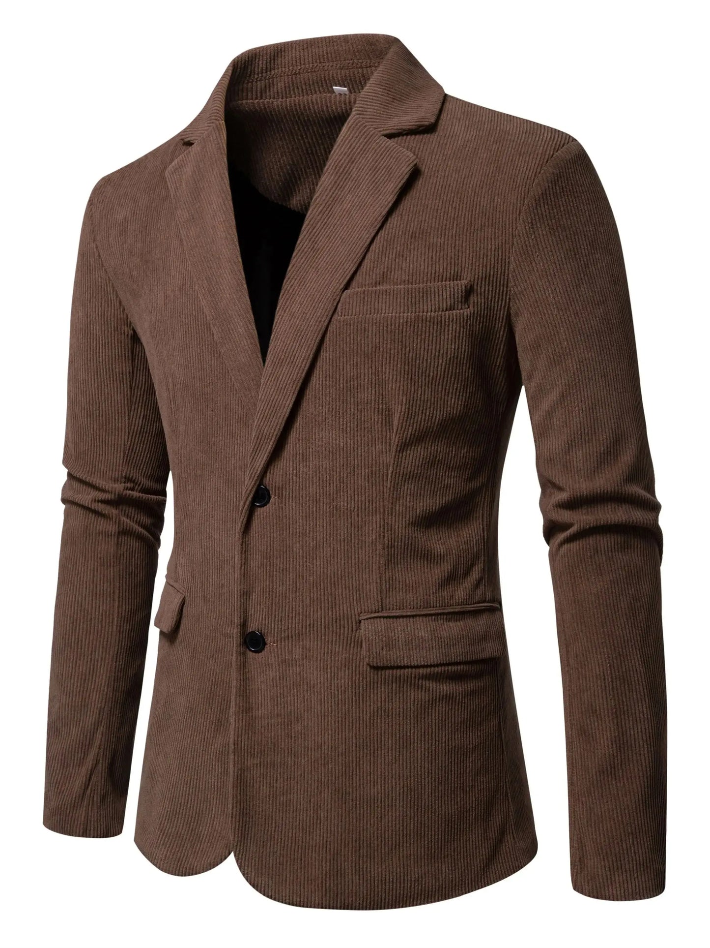 Men's Spring and Autumn New Leisure Fashion Commuter Solid Color Double Button Corduroy Jacket