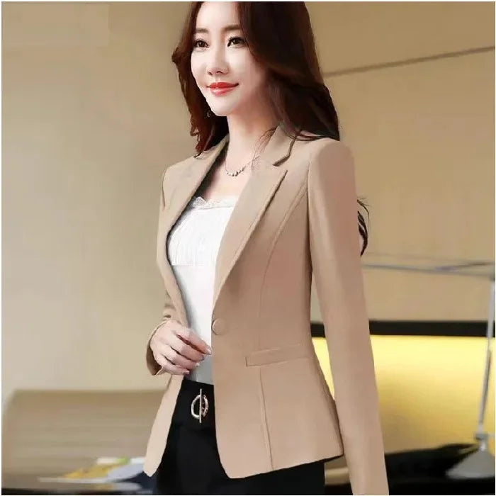 Slim Fit Ladies Style Small Suit Jacket Casual Korean Version Spring Autumn Women's Fashion Polyester Fiber Full Sleeve Stand Co