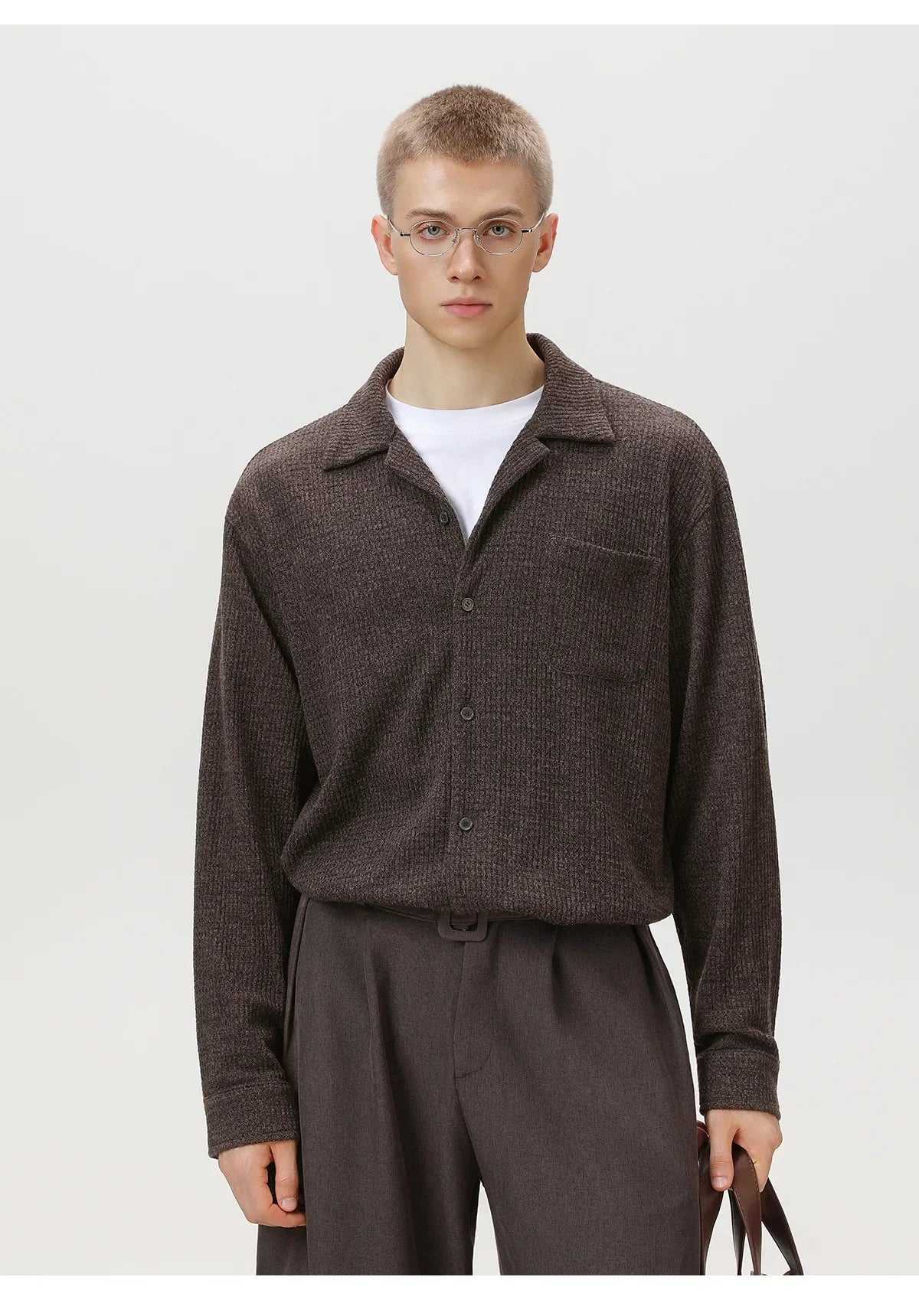 TFETTERS 2025 Autumn Winter Vintage Cuban Collar Shirt Men Elegant Texture Long Sleeve Loose Fit Shirt Man Designer Clothes