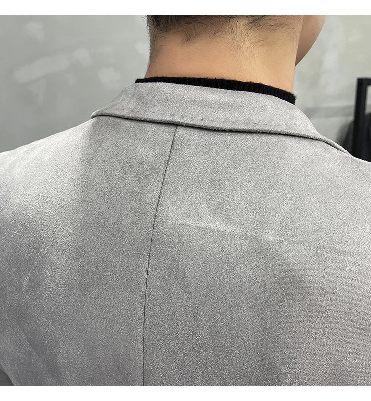 Deerskin Leather Jacket Blazer Men Casual Slim Fit Blazer Hombre Suit Leather Jacket Men Terno Masculino Men Clothing 6 Color