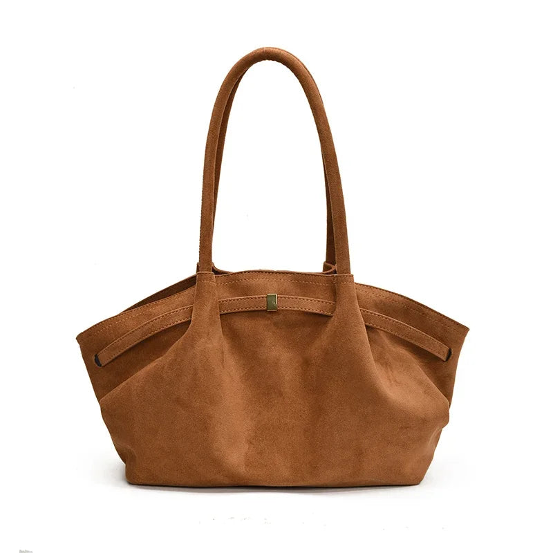 LEFTSIDE Large Nubuck Leather Tote Bags Lady Shoulder Bag for Women 2024 Winter New Korean Fashion Y2K Retro Handbags and Purses