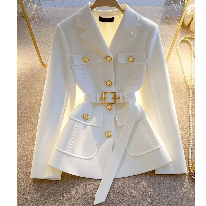 2025 new waist cinched suit jacket for women's casual fashion  unique temperament top jacket