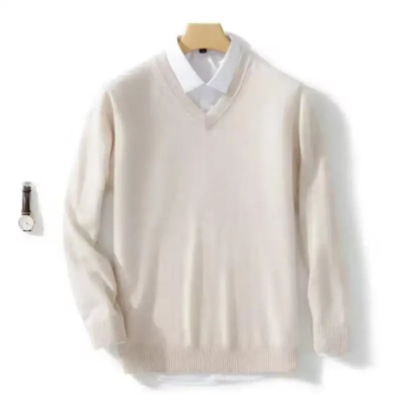 Men's Cashmere Warm Pullovers Sweater V Neck Knit Autumn Winter Fit Tops Male Wool Knitwear Jumpers Bottoming shirt Plus Size
