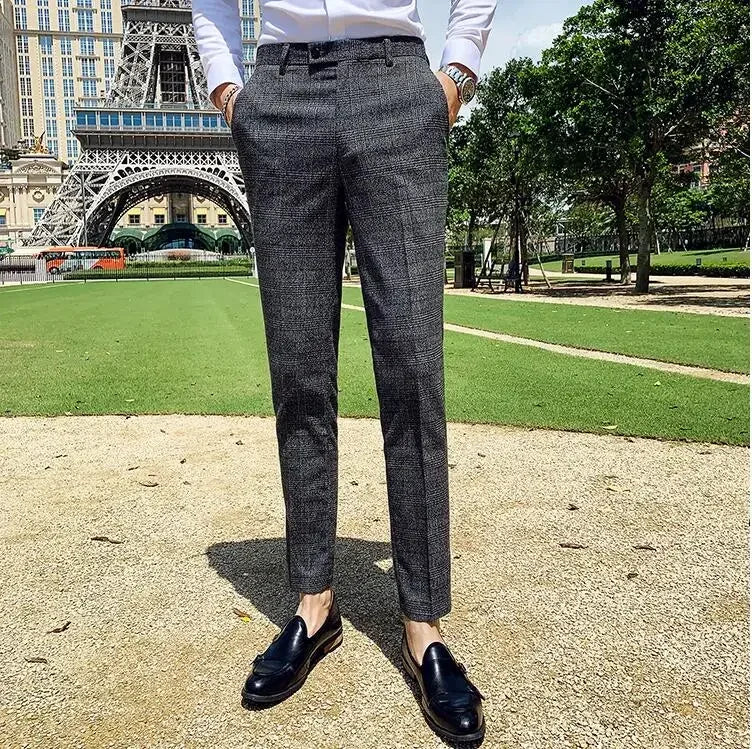 Men's Suit 3 Piece, Business Casual Jacket Vest with Trousers, Gray Dark Brown Slim Fit Suit, Asian Size M-5XL