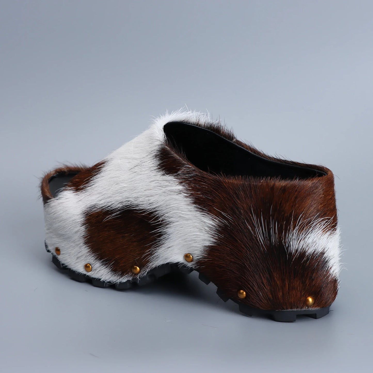 2025 Women Designer Luxury Platform Mules Real Calf Hair Leather Lined Slip On Clogs Slides Sandals Summer Fashion Comfort Shoes