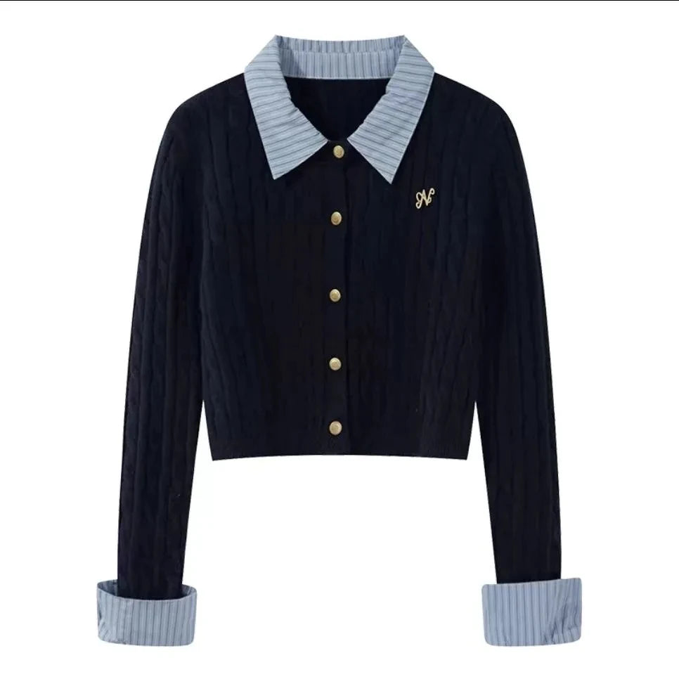 Women's Grey Cardigan Knitted SweaterHarajuku 9Os Aesthetic Y2k Long Sleeve Sweater Jumper Vintage 2000s Aesthetic Clothes 2024