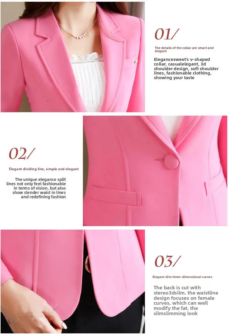 Slim Fit Ladies Style Small Suit Jacket Casual Korean Version Spring Autumn Women's Fashion Polyester Fiber Full Sleeve Stand Co