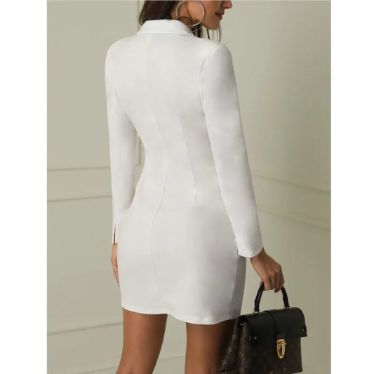 New Women Blazer Elegant Office Lady Dress Long Sleeve Black White Spring Summer Female Causal Fashion Large Size Suit 2025