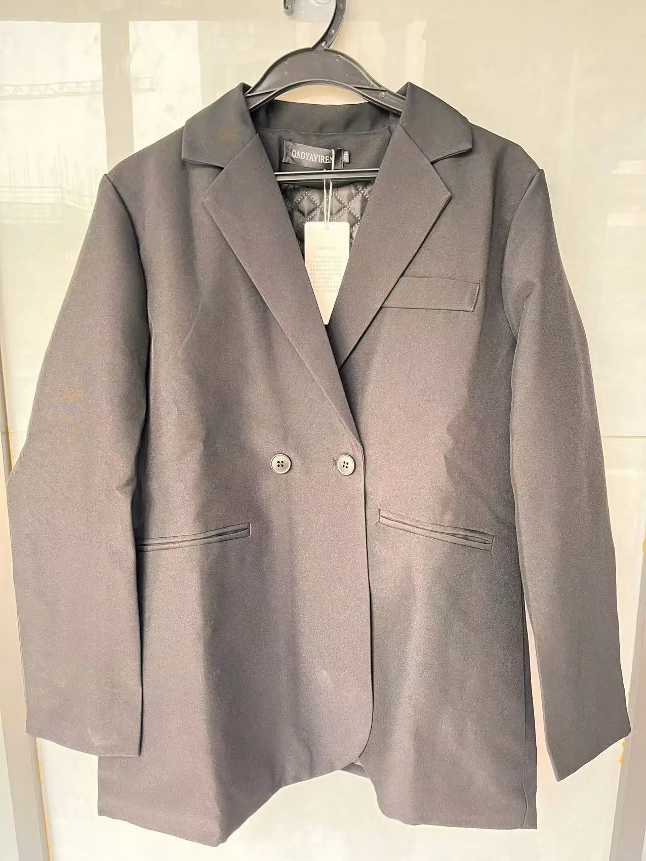 NEW Women Autumn and Winter Blaze Black Cotton Lined Warm Suit Jacket Fashion Women's Korean Street Bombing Suit Coat