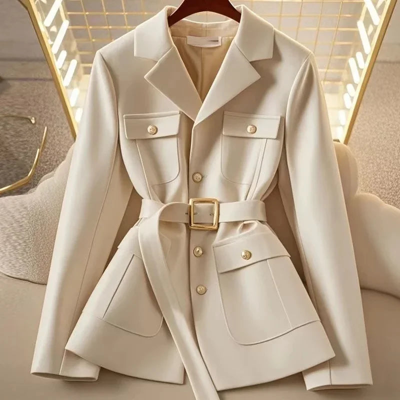 2025 new waist cinched suit jacket for women's casual fashion  unique temperament top jacket