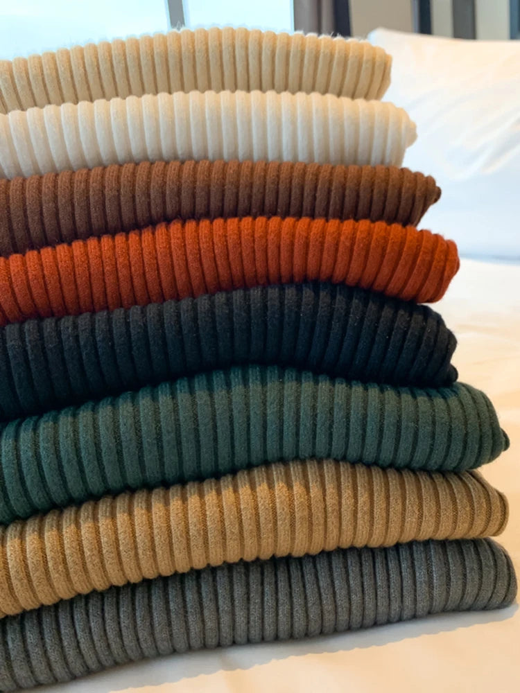 2025 Women Turtlneck Sweater Long Sleeve Casual Pullovers Elegant Solid Basic Knitted Tops Korean Fashion Simple Chic Clothes