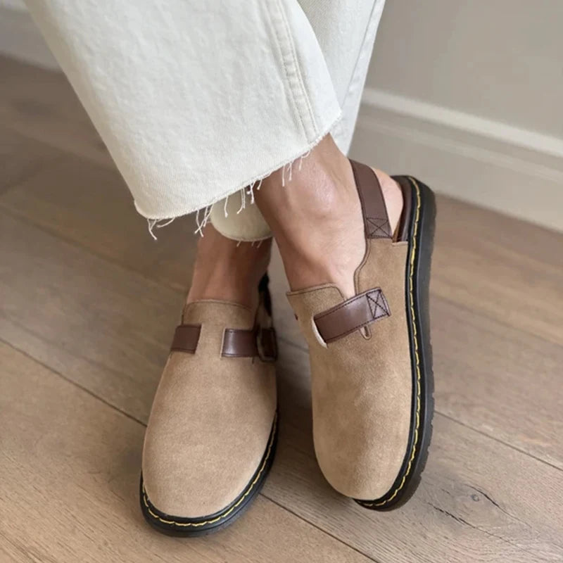 BEAUTODAY Outdoor Sandals Women Genuine Cow Leather Roud Toe Back Belt Strap Buckle Sewing-sole Ladies Shoes Handemade 32409