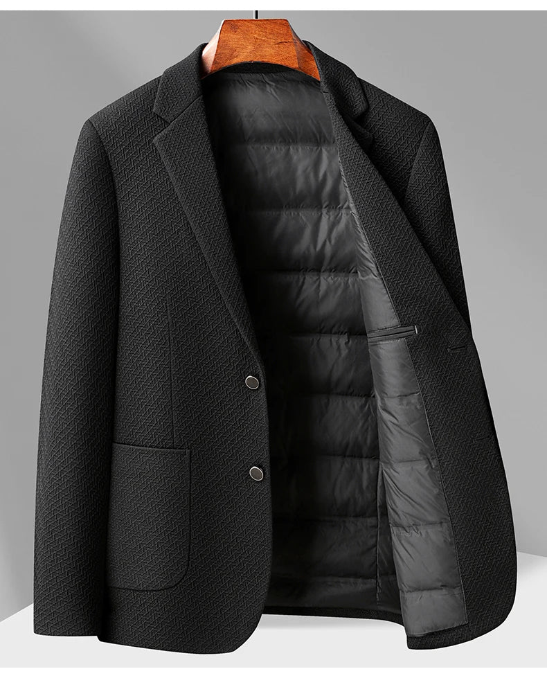 2025 New Winter Men's Down Suit Jackets Lightweight Puffer Men Luxury Blazer Business Fashion Men's Casual Coat