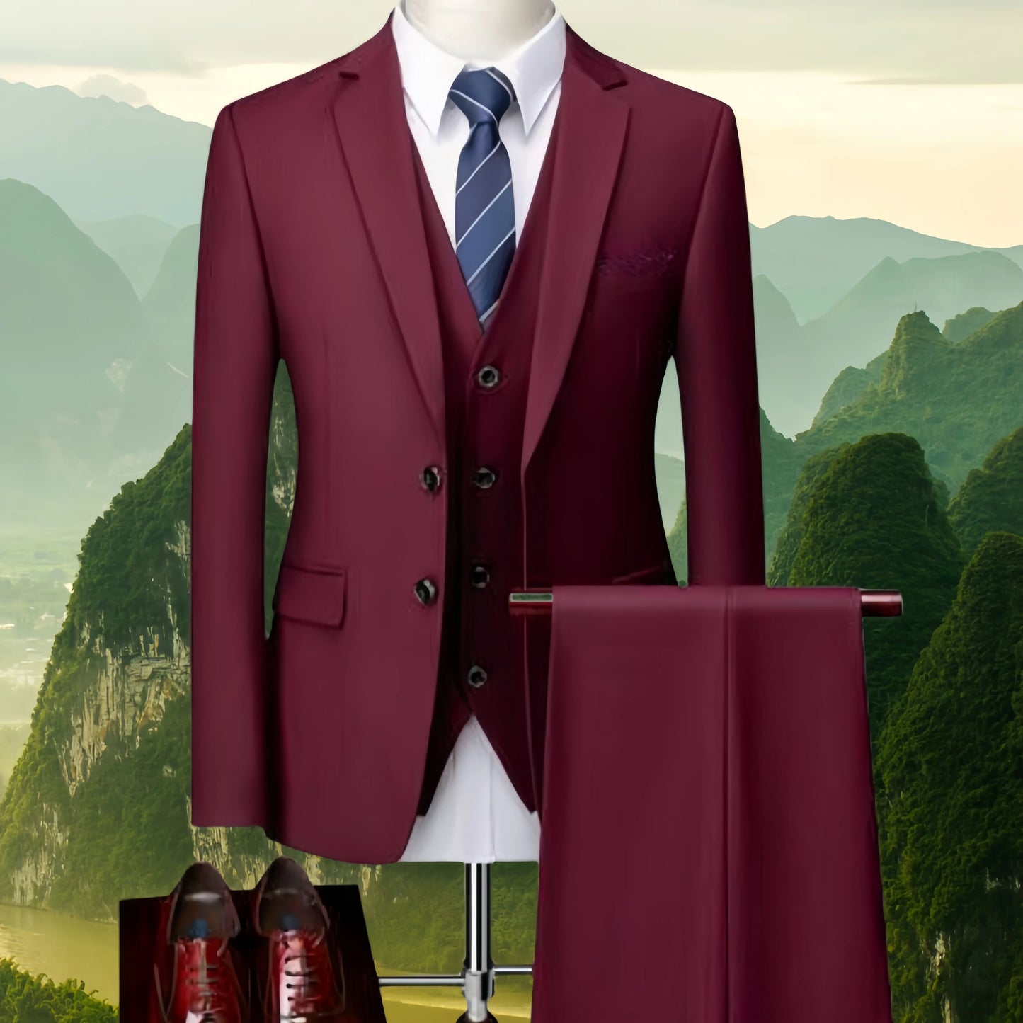 High Quality Wedding Groomsmen Suit 3 piece (Jacket+Vest+pants) Men Simple Business Elegant Fashion Job Interview Gentleman Suit