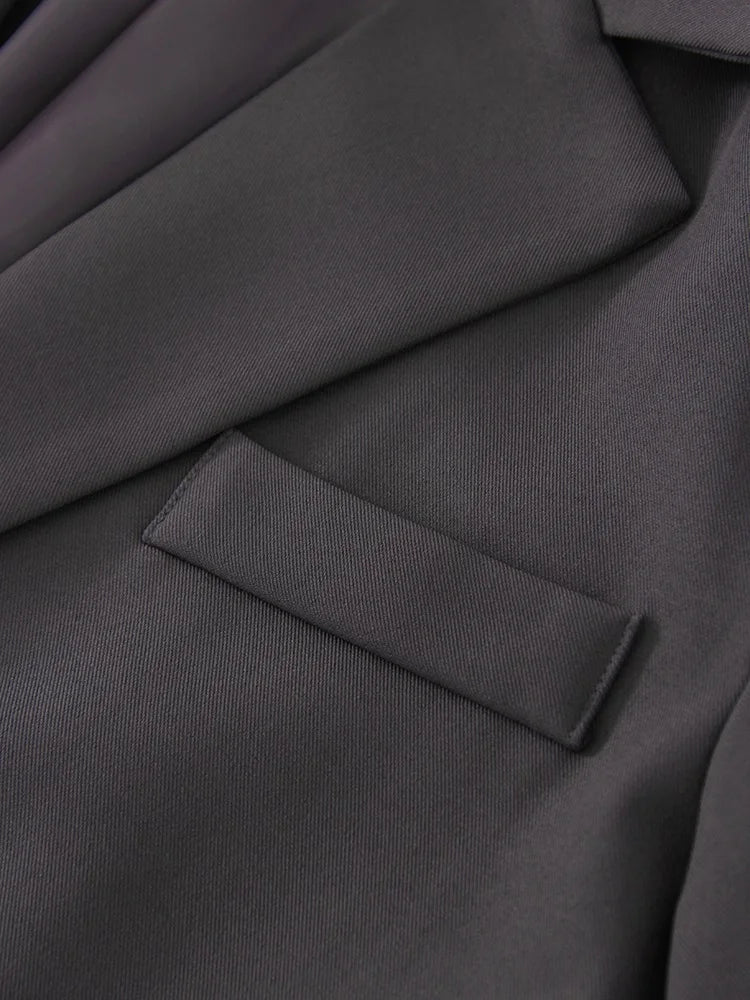 Women Blazers Grey Autumn Outerwears Office Jackets Ladies Coat Long Sleeve Pockets Black Blazers For Women Casual Long Jackets