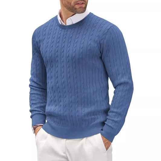 New Men's Round Neck Knitted Sweater for Autumn and Winter