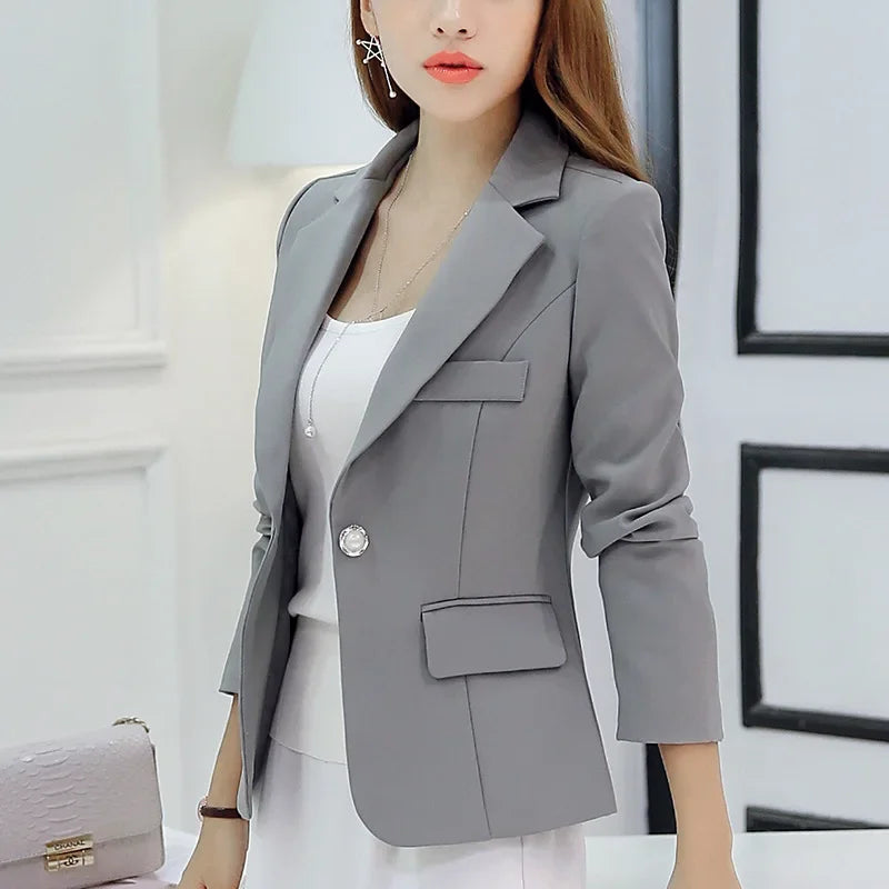 Black Women Blazer 2025 Formal Slim Blazers Lady Office Work Suit Pockets Jackets Coat Female Wine Notched Blazer Jackets Femme