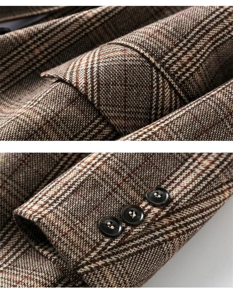 2025 Fashion Spring Autumn Plaid Suit Jacket Women Casual Blazers Small Coat Lady Outerwear Loose Tops Female Lattice Blazers