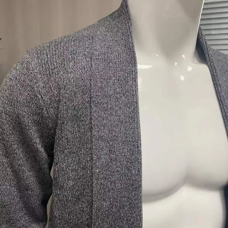 Cardigan pocket 2023 autumn and winter new cashmere padded warm casual men's knitted sweater coat