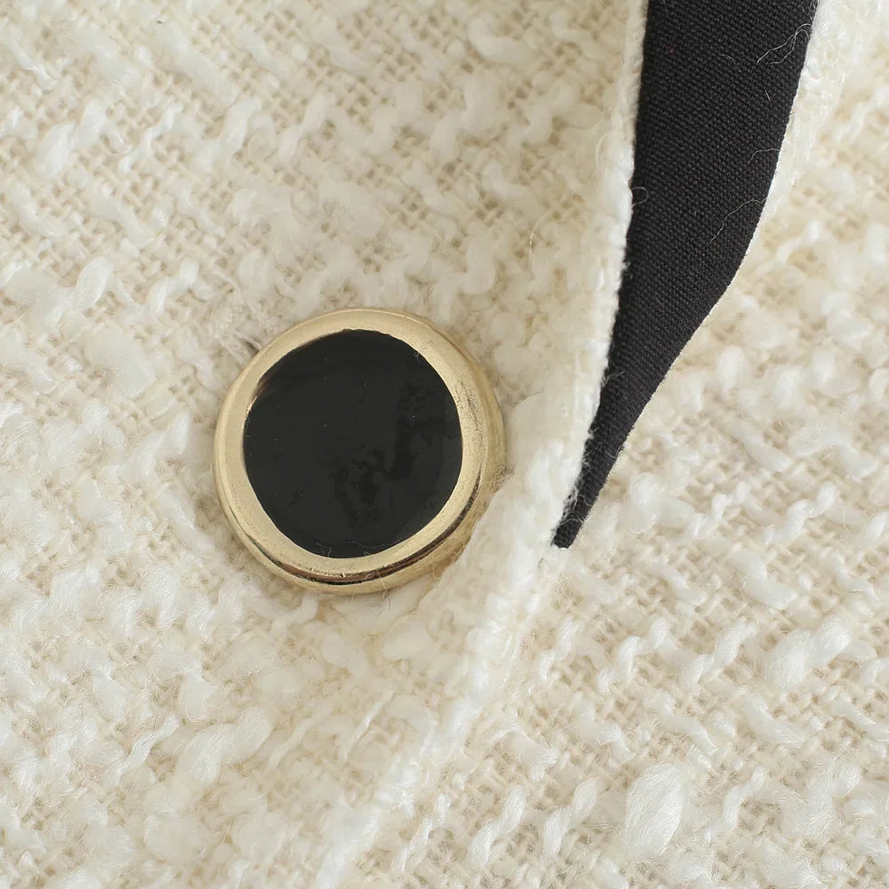 women's versatile lapel long sleeved double breasted decorative winter new slim fit suit jacket