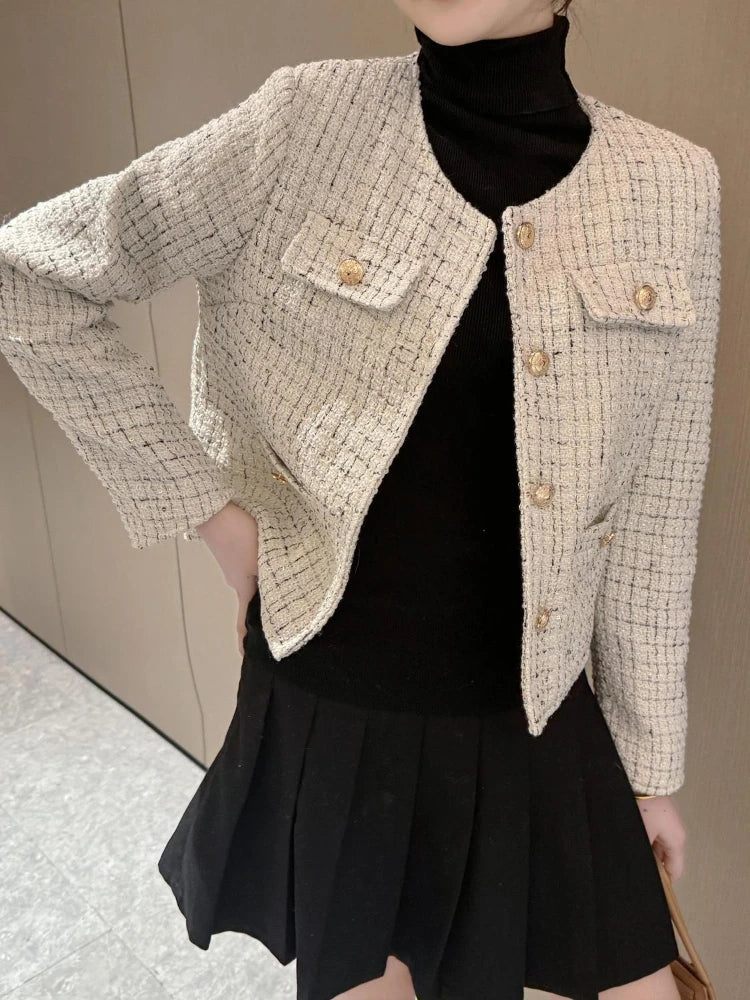 Trendy Women's Green Vintage Short Jacket Spring Autumn Fashionable Slim Fit Design with Noble Style