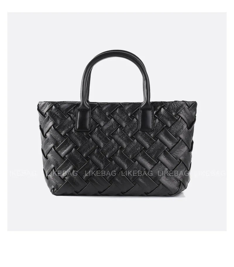 ZR DIARY Pleated Handbag Women PU Leather Side Woven Bag Versatile Commuter Ladies Simple Messenger Shoulder Bags 223Z07