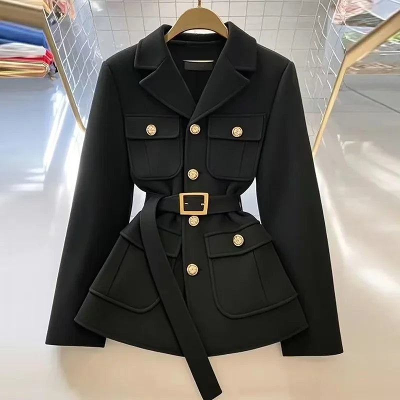 2025 new waist cinched suit jacket for women's casual fashion  unique temperament top jacket